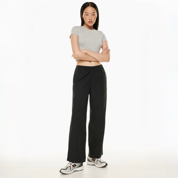 TNA Pants - Aritzia TNA Christie Pant Black Wide Leg Pull On Cotton | 2XS Elastic Waist